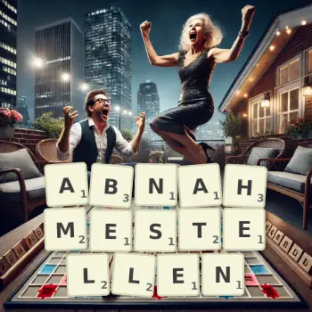 Kreative Illustration für ein Scrabble-Spiel, bei dem das Wort ABNAHMESTELLEN mit Steinen auf dem Brett gelegt wurde.