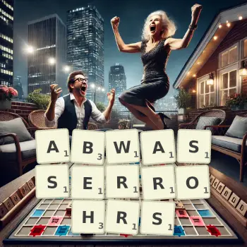 Kreative Illustration für ein Scrabble-Spiel, bei dem das Wort ABWASSERROHRS mit Steinen auf dem Brett gelegt wurde.