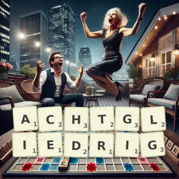 Kreative Illustration für ein Scrabble-Spiel, bei dem das Wort ACHTGLIEDRIG mit Steinen auf dem Brett gelegt wurde.