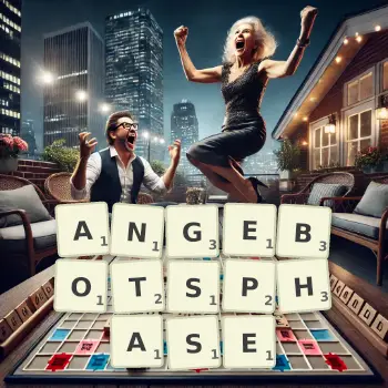 Kreative Illustration für ein Scrabble-Spiel, bei dem das Wort ANGEBOTSPHASE mit Steinen auf dem Brett gelegt wurde.