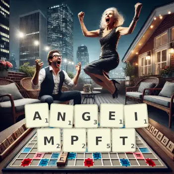 Kreative Illustration für ein Scrabble-Spiel, bei dem das Wort ANGEIMPFT mit Steinen auf dem Brett gelegt wurde.