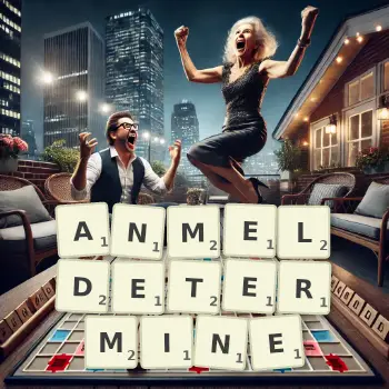 Kreative Illustration für ein Scrabble-Spiel, bei dem das Wort ANMELDETERMINE mit Steinen auf dem Brett gelegt wurde.