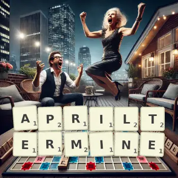 Kreative Illustration für ein Scrabble-Spiel, bei dem das Wort APRILTERMINE mit Steinen auf dem Brett gelegt wurde.