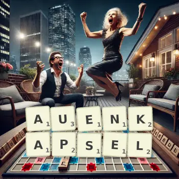 Kreative Illustration für ein Scrabble-Spiel, bei dem das Wort AUENKAPSEL mit Steinen auf dem Brett gelegt wurde.