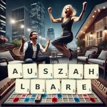 Kreative Illustration für ein Scrabble-Spiel, bei dem das Wort AUSZAHLBARE mit Steinen auf dem Brett gelegt wurde.