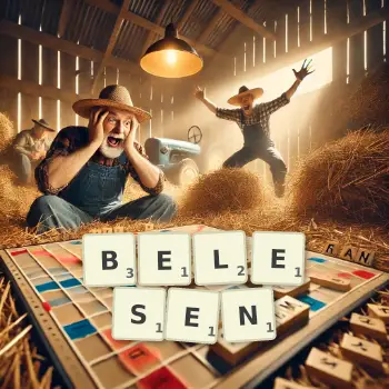 Kreative Illustration für ein Scrabble-Spiel, bei dem das Wort BELESEN mit Steinen auf dem Brett gelegt wurde.