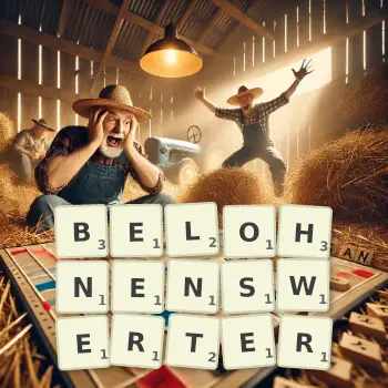 Kreative Illustration für ein Scrabble-Spiel, bei dem das Wort BELOHNENSWERTER mit Steinen auf dem Brett gelegt wurde.