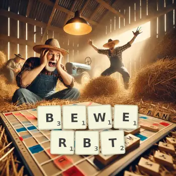 Kreative Illustration für ein Scrabble-Spiel, bei dem das Wort BEWERBT mit Steinen auf dem Brett gelegt wurde.