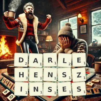 Kreative Illustration für ein Scrabble-Spiel, bei dem das Wort DARLEHENSZINSES mit Steinen auf dem Brett gelegt wurde.