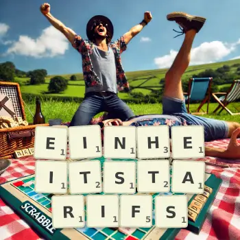 Kreative Illustration für ein Scrabble-Spiel, bei dem das Wort EINHEITSTARIFS mit Steinen auf dem Brett gelegt wurde.