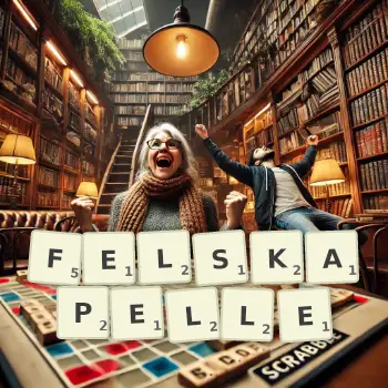 Kreative Illustration für ein Scrabble-Spiel, bei dem das Wort FELSKAPELLE mit Steinen auf dem Brett gelegt wurde.
