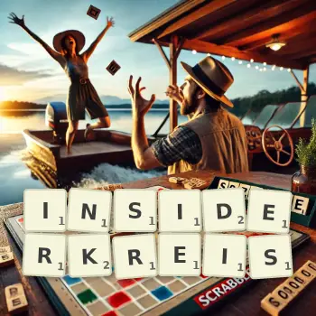 Kreative Illustration für ein Scrabble-Spiel, bei dem das Wort INSIDERKREIS mit Steinen auf dem Brett gelegt wurde.