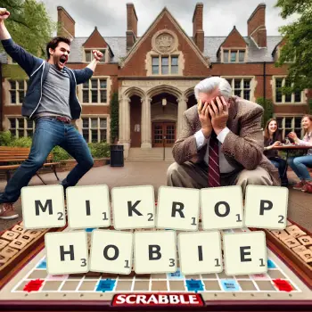 Kreative Illustration für ein Scrabble-Spiel, bei dem das Wort MIKROPHOBIE mit Steinen auf dem Brett gelegt wurde.