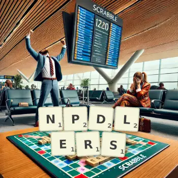 Kreative Illustration für ein Scrabble-Spiel, bei dem das Wort NPDLERS mit Steinen auf dem Brett gelegt wurde.