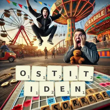 Kreative Illustration für ein Scrabble-Spiel, bei dem das Wort OSTITIDEN mit Steinen auf dem Brett gelegt wurde.