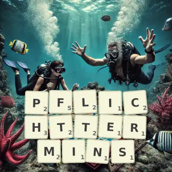 Kreative Illustration für ein Scrabble-Spiel, bei dem das Wort PFLICHTTERMINS mit Steinen auf dem Brett gelegt wurde.