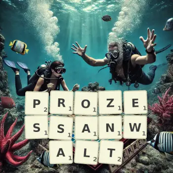 Kreative Illustration für ein Scrabble-Spiel, bei dem das Wort PROZESSANWALT mit Steinen auf dem Brett gelegt wurde.