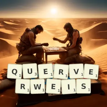 Kreative Illustration für ein Scrabble-Spiel, bei dem das Wort QUERVERWEIS mit Steinen auf dem Brett gelegt wurde.