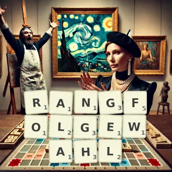 Kreative Illustration für ein Scrabble-Spiel, bei dem das Wort RANGFOLGEWAHL mit Steinen auf dem Brett gelegt wurde.