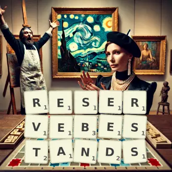 Kreative Illustration für ein Scrabble-Spiel, bei dem das Wort RESERVEBESTANDS mit Steinen auf dem Brett gelegt wurde.