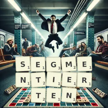 Kreative Illustration für ein Scrabble-Spiel, bei dem das Wort SEGMENTIERTEN mit Steinen auf dem Brett gelegt wurde.