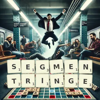 Kreative Illustration für ein Scrabble-Spiel, bei dem das Wort SEGMENTRINGE mit Steinen auf dem Brett gelegt wurde.