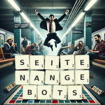 Kreative Illustration für ein Scrabble-Spiel, bei dem das Wort SEITENANGEBOTS mit Steinen auf dem Brett gelegt wurde.