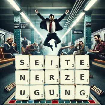 Kreative Illustration für ein Scrabble-Spiel, bei dem das Wort SEITENERZEUGUNG mit Steinen auf dem Brett gelegt wurde.