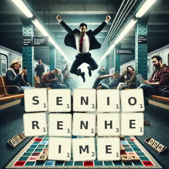 Kreative Illustration für ein Scrabble-Spiel, bei dem das Wort SENIORENHEIME mit Steinen auf dem Brett gelegt wurde.