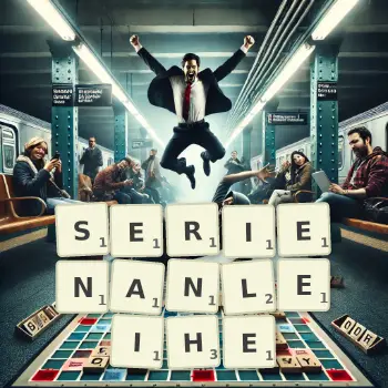 Kreative Illustration für ein Scrabble-Spiel, bei dem das Wort SERIENANLEIHE mit Steinen auf dem Brett gelegt wurde.