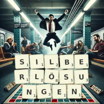 Kreative Illustration für ein Scrabble-Spiel, bei dem das Wort SILBERLÖSUNGEN mit Steinen auf dem Brett gelegt wurde.