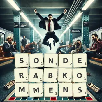 Kreative Illustration für ein Scrabble-Spiel, bei dem das Wort SONDERABKOMMENS mit Steinen auf dem Brett gelegt wurde.