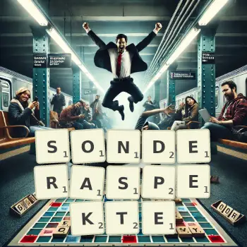 Kreative Illustration für ein Scrabble-Spiel, bei dem das Wort SONDERASPEKTE mit Steinen auf dem Brett gelegt wurde.