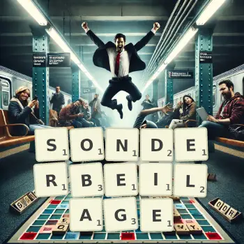 Kreative Illustration für ein Scrabble-Spiel, bei dem das Wort SONDERBEILAGE mit Steinen auf dem Brett gelegt wurde.