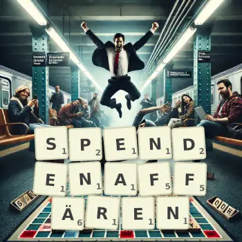Kreative Illustration für ein Scrabble-Spiel, bei dem das Wort SPENDENAFFÄREN mit Steinen auf dem Brett gelegt wurde.