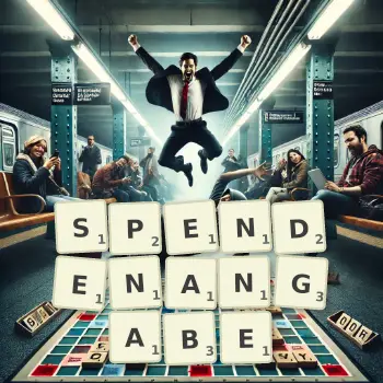 Kreative Illustration für ein Scrabble-Spiel, bei dem das Wort SPENDENANGABE mit Steinen auf dem Brett gelegt wurde.
