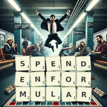 Kreative Illustration für ein Scrabble-Spiel, bei dem das Wort SPENDENFORMULAR mit Steinen auf dem Brett gelegt wurde.