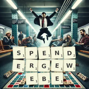 Kreative Illustration für ein Scrabble-Spiel, bei dem das Wort SPENDERGEWEBE mit Steinen auf dem Brett gelegt wurde.