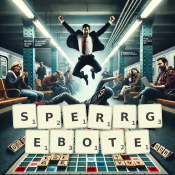 Kreative Illustration für ein Scrabble-Spiel, bei dem das Wort SPERRGEBOTE mit Steinen auf dem Brett gelegt wurde.