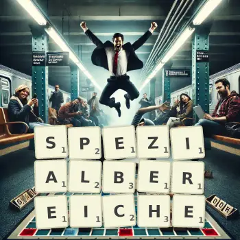 Kreative Illustration für ein Scrabble-Spiel, bei dem das Wort SPEZIALBEREICHE mit Steinen auf dem Brett gelegt wurde.