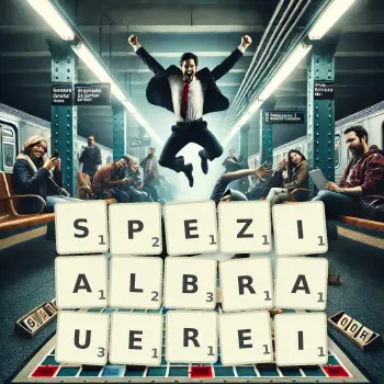 Kreative Illustration für ein Scrabble-Spiel, bei dem das Wort SPEZIALBRAUEREI mit Steinen auf dem Brett gelegt wurde.
