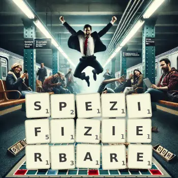 Kreative Illustration für ein Scrabble-Spiel, bei dem das Wort SPEZIFIZIERBARE mit Steinen auf dem Brett gelegt wurde.