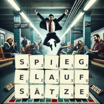 Kreative Illustration für ein Scrabble-Spiel, bei dem das Wort SPIEGELAUFSÄTZE mit Steinen auf dem Brett gelegt wurde.