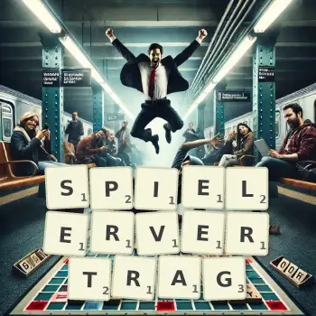 Kreative Illustration für ein Scrabble-Spiel, bei dem das Wort SPIELERVERTRAG mit Steinen auf dem Brett gelegt wurde.