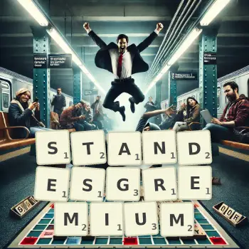 Kreative Illustration für ein Scrabble-Spiel, bei dem das Wort STANDESGREMIUM mit Steinen auf dem Brett gelegt wurde.