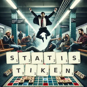 Kreative Illustration für ein Scrabble-Spiel, bei dem das Wort STATISTIKEN mit Steinen auf dem Brett gelegt wurde.