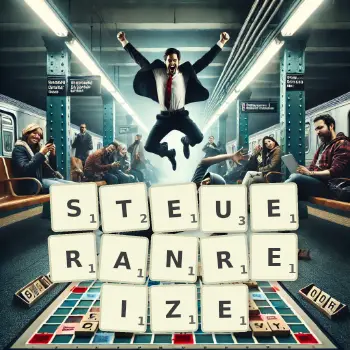 Kreative Illustration für ein Scrabble-Spiel, bei dem das Wort STEUERANREIZE mit Steinen auf dem Brett gelegt wurde.