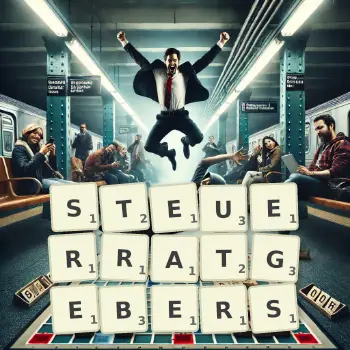 Kreative Illustration für ein Scrabble-Spiel, bei dem das Wort STEUERRATGEBERS mit Steinen auf dem Brett gelegt wurde.