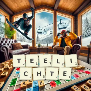 Kreative Illustration für ein Scrabble-Spiel, bei dem das Wort TEELICHTE mit Steinen auf dem Brett gelegt wurde.