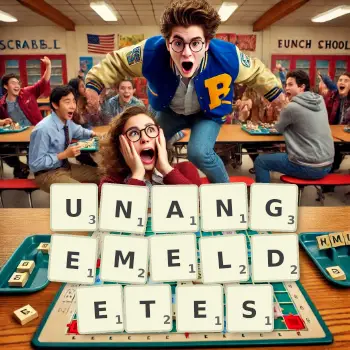 Kreative Illustration für ein Scrabble-Spiel, bei dem das Wort UNANGEMELDETES mit Steinen auf dem Brett gelegt wurde.